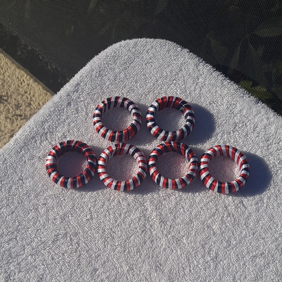 Other - Patriotic Red White And Blue Striped Napkin Rings
